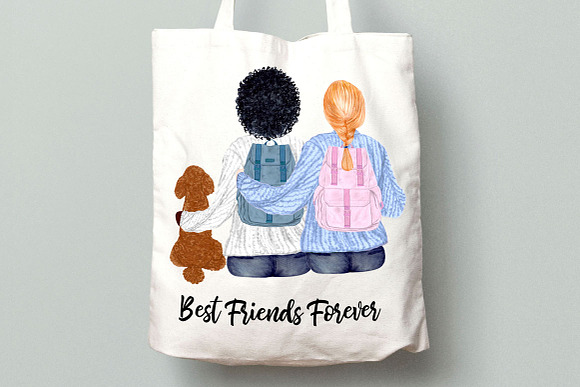 Girls clipart, Best Friend Clipart in Illustrations - product preview 7