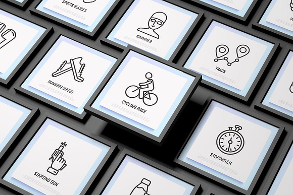 Triathlon | 16 Thin Line Icons Set in Icons - product preview 1
