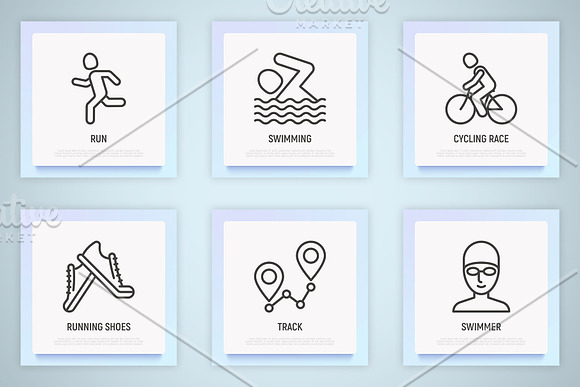 Triathlon | 16 Thin Line Icons Set in Icons - product preview 4