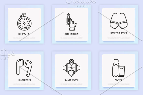 Triathlon | 16 Thin Line Icons Set in Icons - product preview 5
