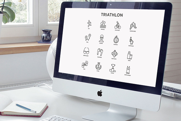 Triathlon | 16 Thin Line Icons Set in Icons - product preview 7