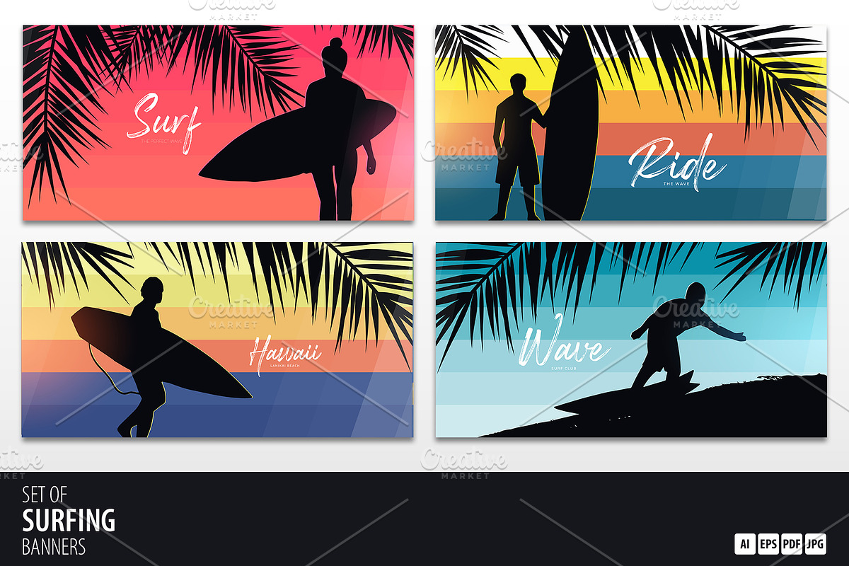 Surf banners in Illustrations - product preview 8
