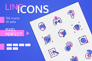 Line design icons with color filling