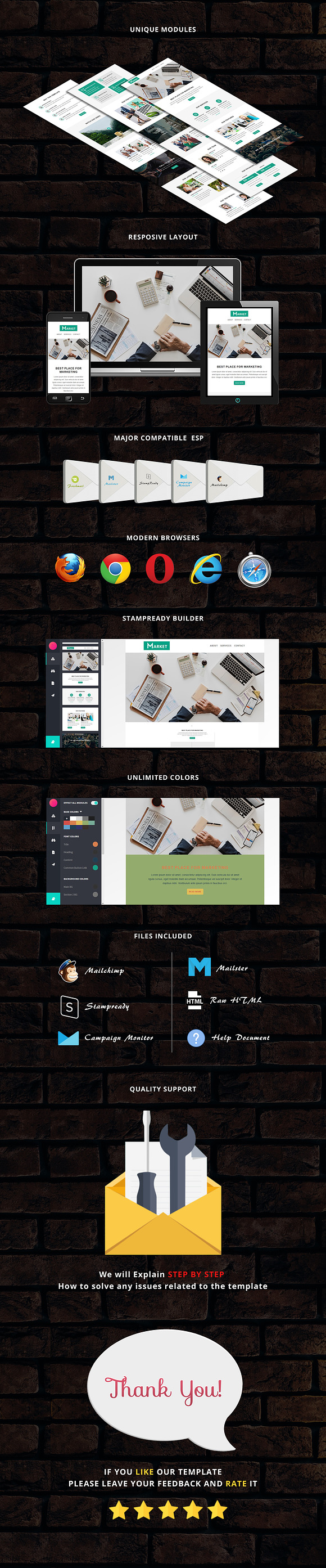 MARKET - Responsive Email Template in Mailchimp Templates - product preview 2