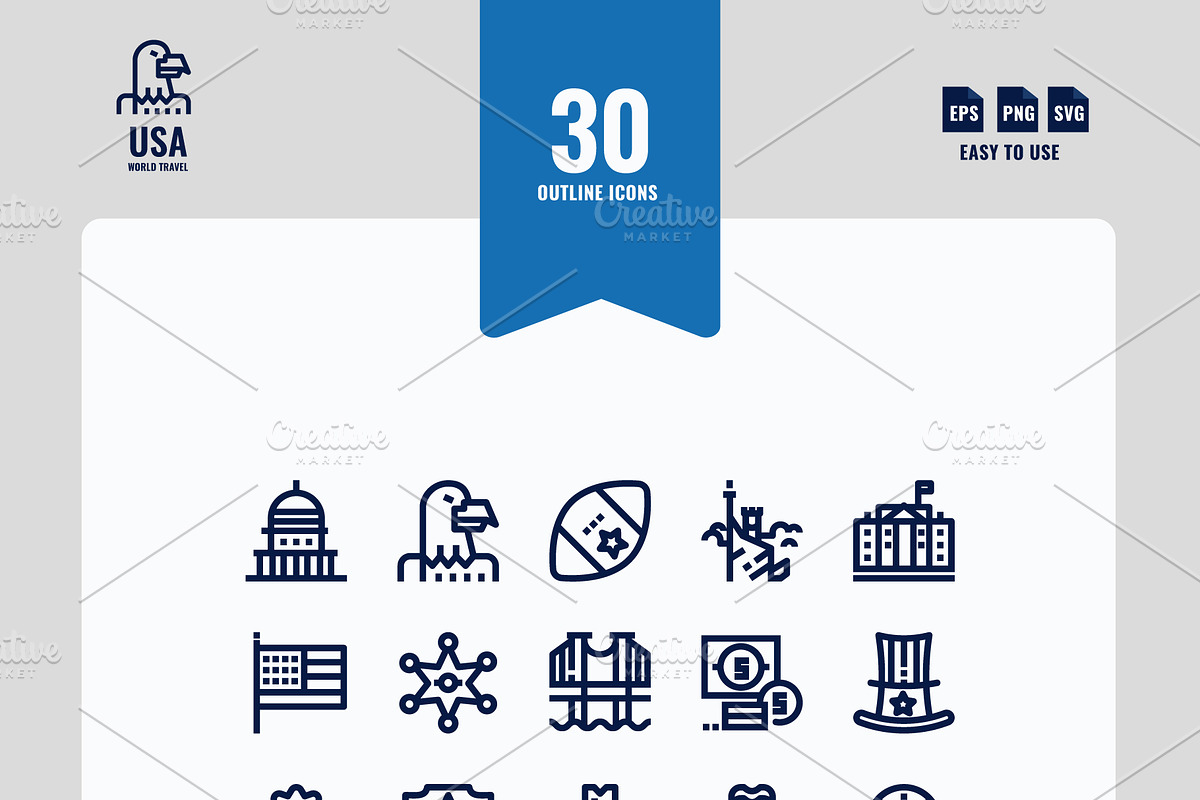 USA (United States) 90 Icons in House Icons - product preview 8