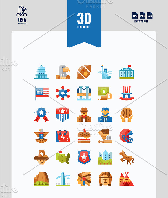 USA (United States) 90 Icons in House Icons - product preview 1