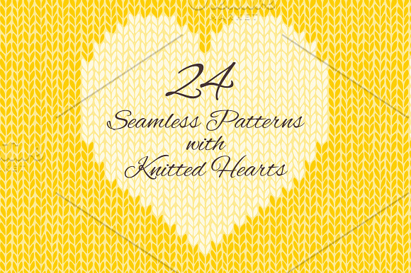 24 Knitted Hearts Seamless Patterns in Patterns - product preview 4