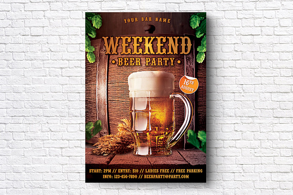 Weekend Beer Party Flyer in Flyer Templates - product preview 3