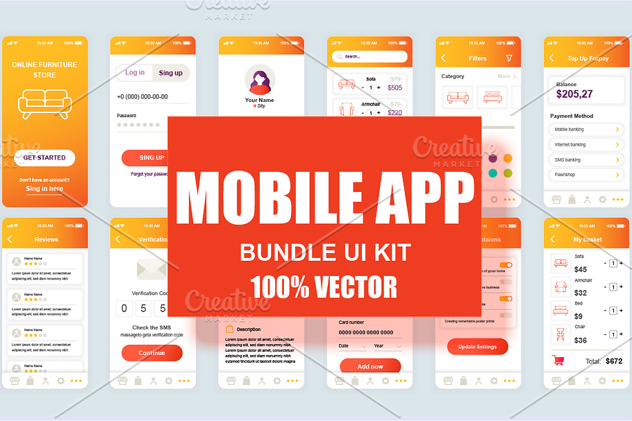 Mobile App UI Kit in Web Elements - product preview 8
