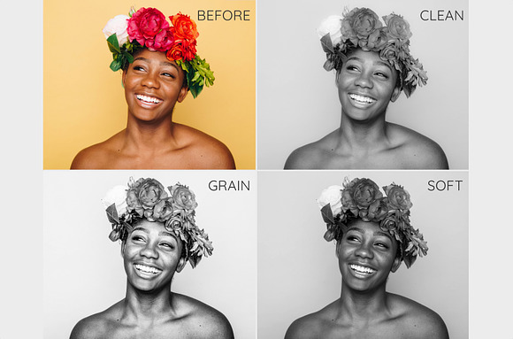 Black and white portrait presets in Add-Ons - product preview 2