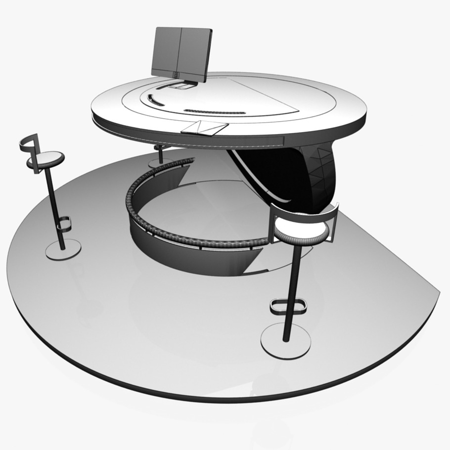 Virtual TV Studio Podium Desk Imac27 in Architecture - product preview 4