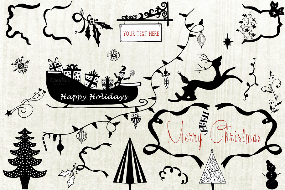 Holiday Handsketch Christmas Clipart