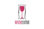 Wine glass hourglass concept logo.