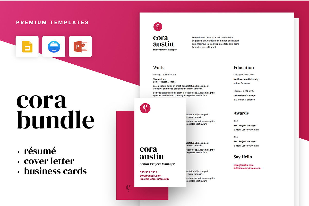 Cora - Resume and Business Cards in Letter Templates - product preview 8