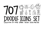 707 Hand Draw doodle icons set