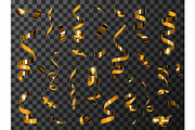 Golden confetti or tinsel isolated