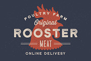 Rooster, poultry. Vintage logo