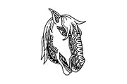 Horse Head Tribal Tattoo