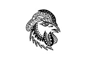 Rooster Head Tribal Tattoo Style
