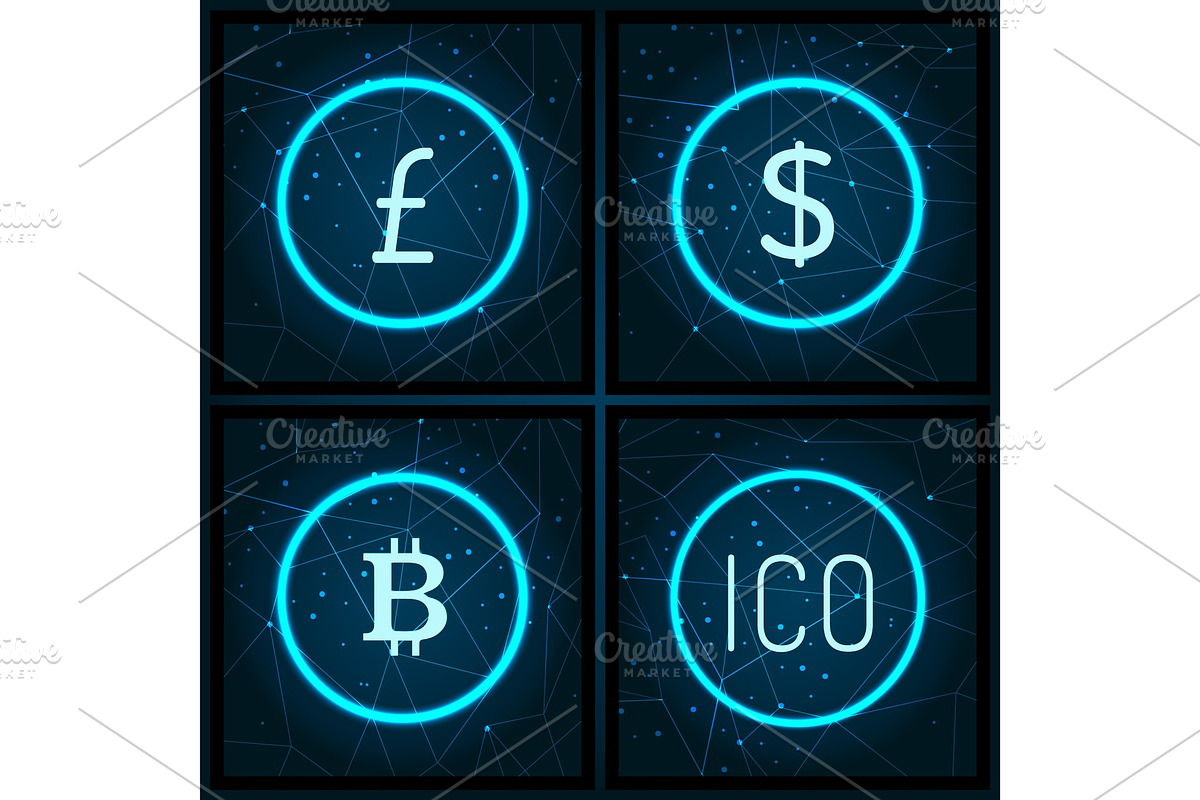 Bitcoin and Yen Ico and Dollar Icons in Illustrations - product preview 8