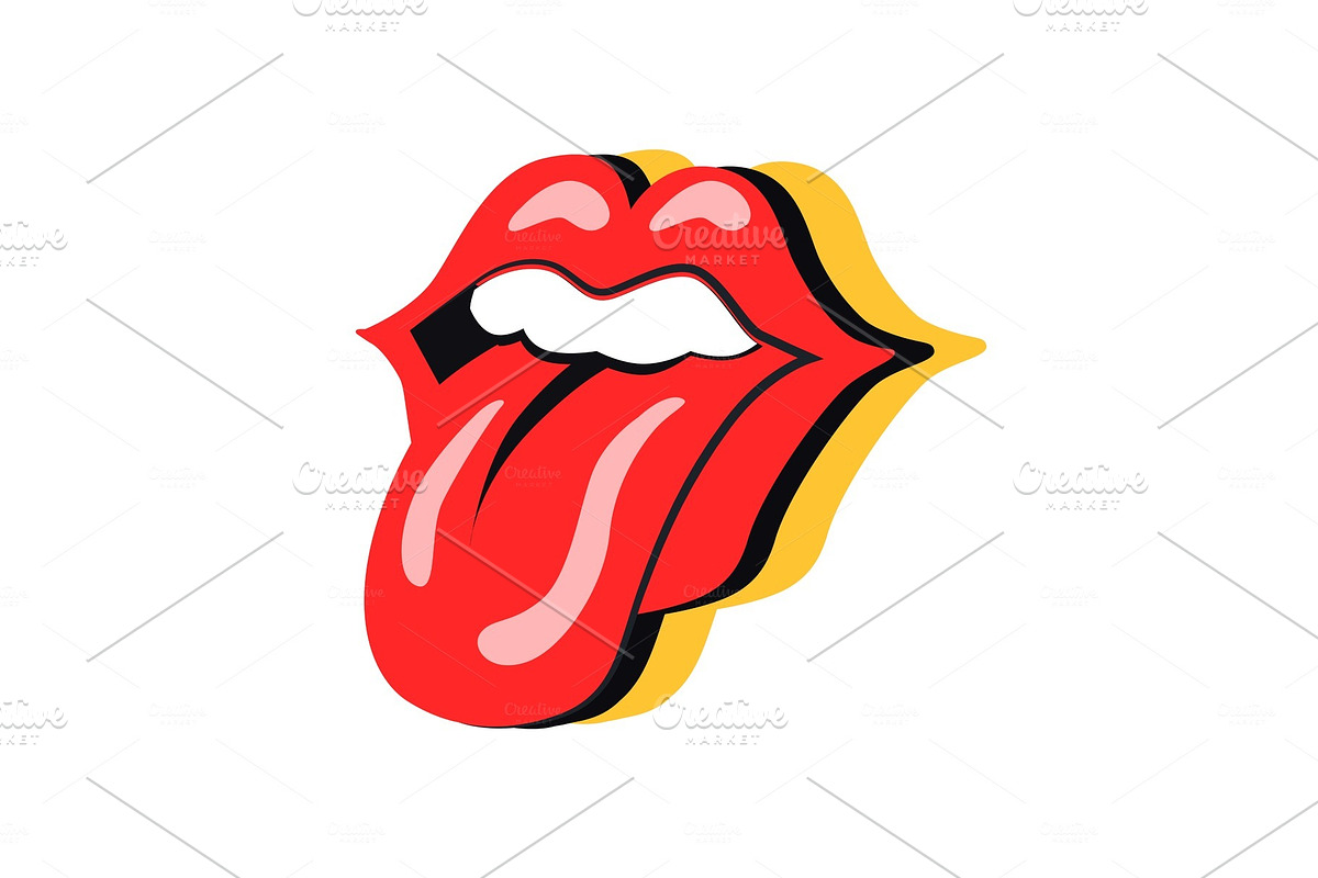 Rock Symbol Mouth with Tongue Vector in Illustrations - product preview 8
