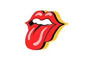 Rock Symbol Mouth with Tongue Vector
