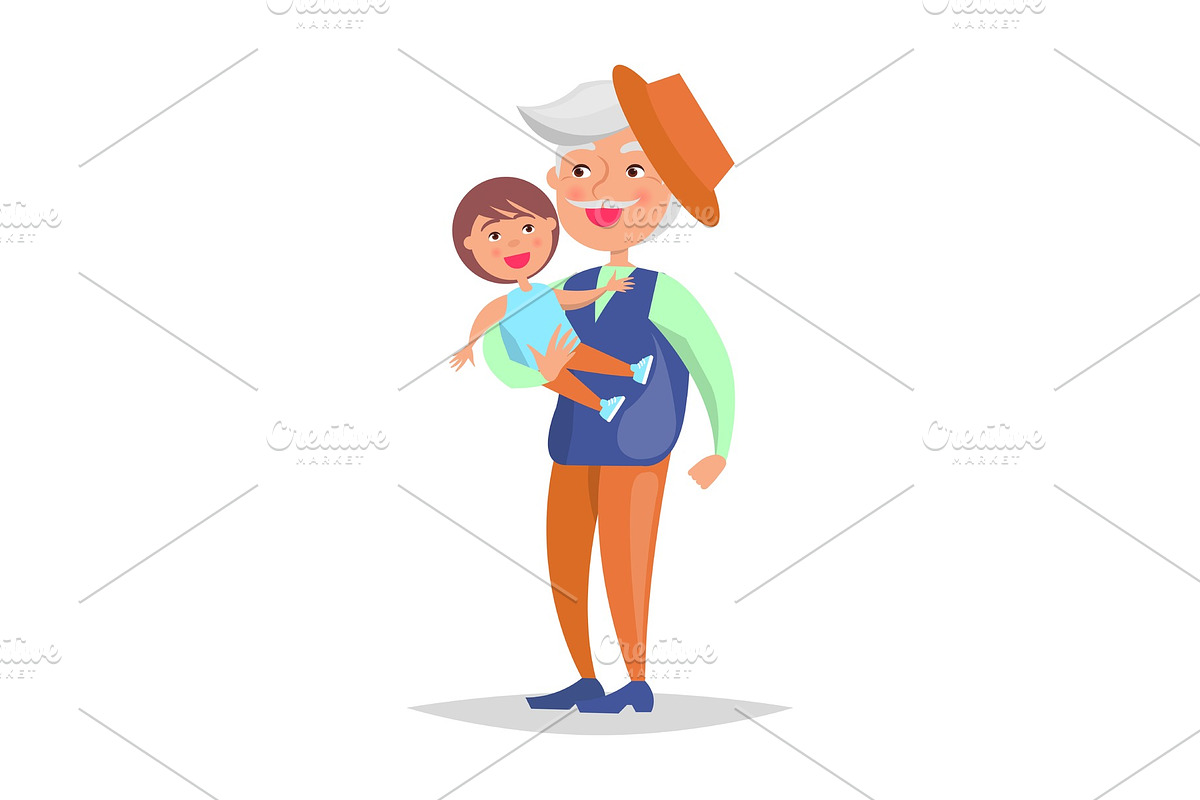Middle-aged Man with Grandson in in Illustrations - product preview 8