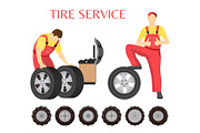 Tire Service, Vector Emblem, in