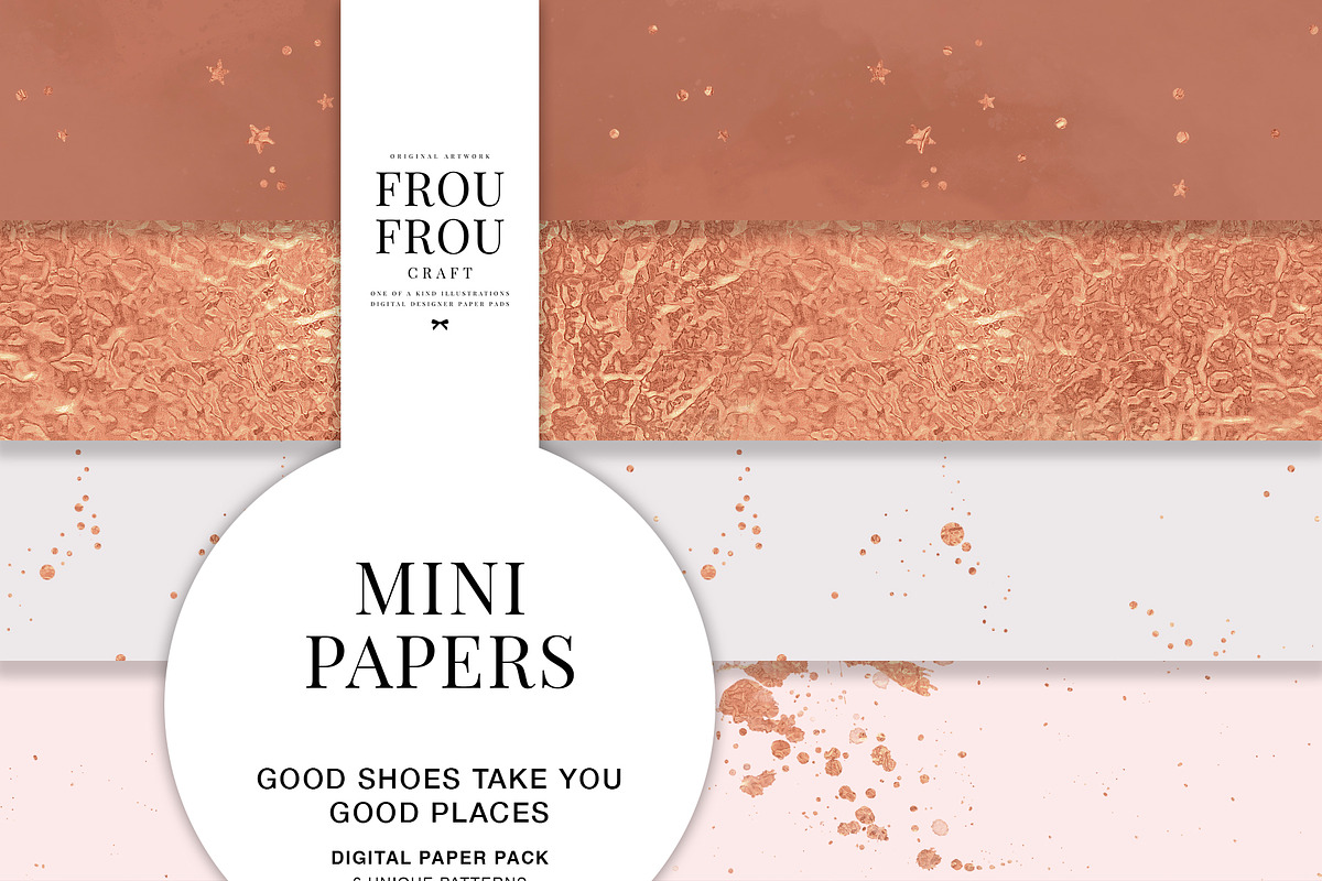 Pink White Rose Gold Mini Papers in Patterns - product preview 8