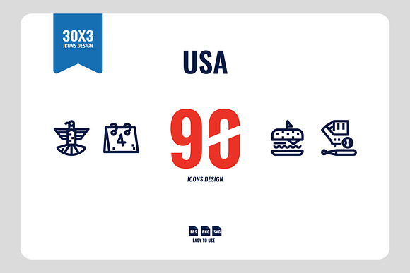 USA (United States) 90 Icons in House Icons - product preview 3