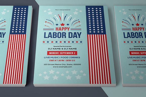 Us Labor Day Flyer - V1062 in Invitation Templates - product preview 1