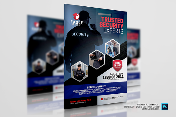 Security Services Company Flyer in Flyer Templates - product preview 3
