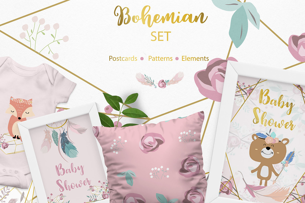 Cute bohemian set print and pattern in Illustrations - product preview 8