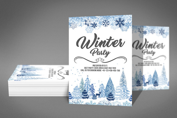 Winter Party Psd Flyer in Flyer Templates - product preview 2