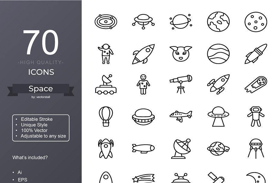 Space Line Icons in Icons - product preview 8