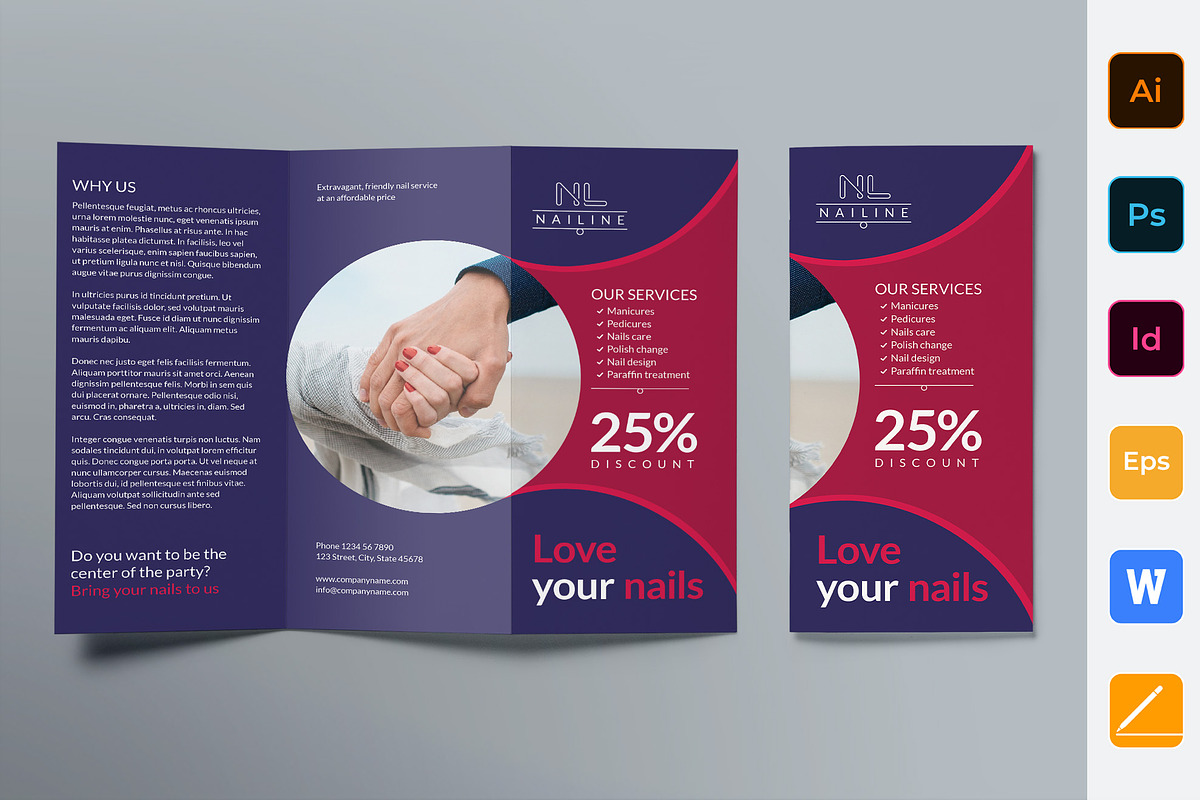 Nail Studio Brochure Trifold in Brochure Templates - product preview 8