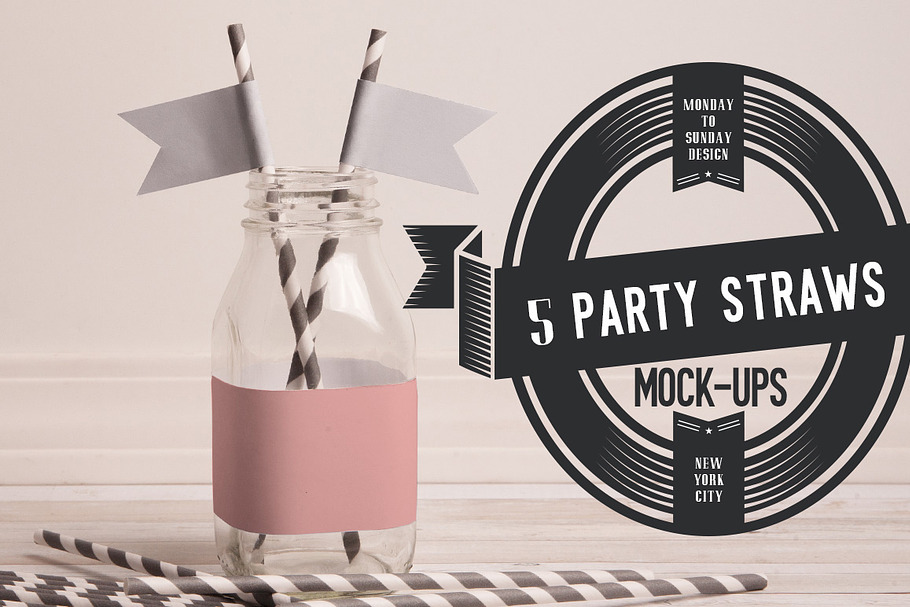 5 Party Straws with Flags! in Product Mockups - product preview 8