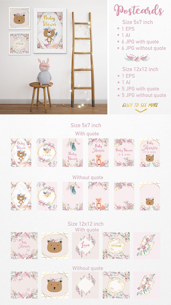 Cute bohemian set print and pattern in Illustrations - product preview 5