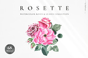 ROSETTE - watercolor roses leaf set