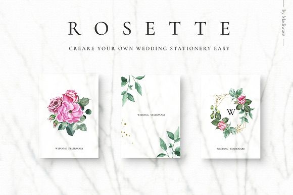 ROSETTE - watercolor roses leaf set in Illustrations - product preview 2