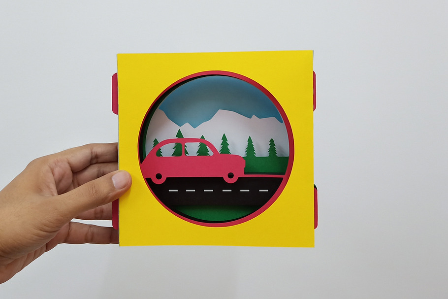 Car Tunnel Card - 3d papercraft