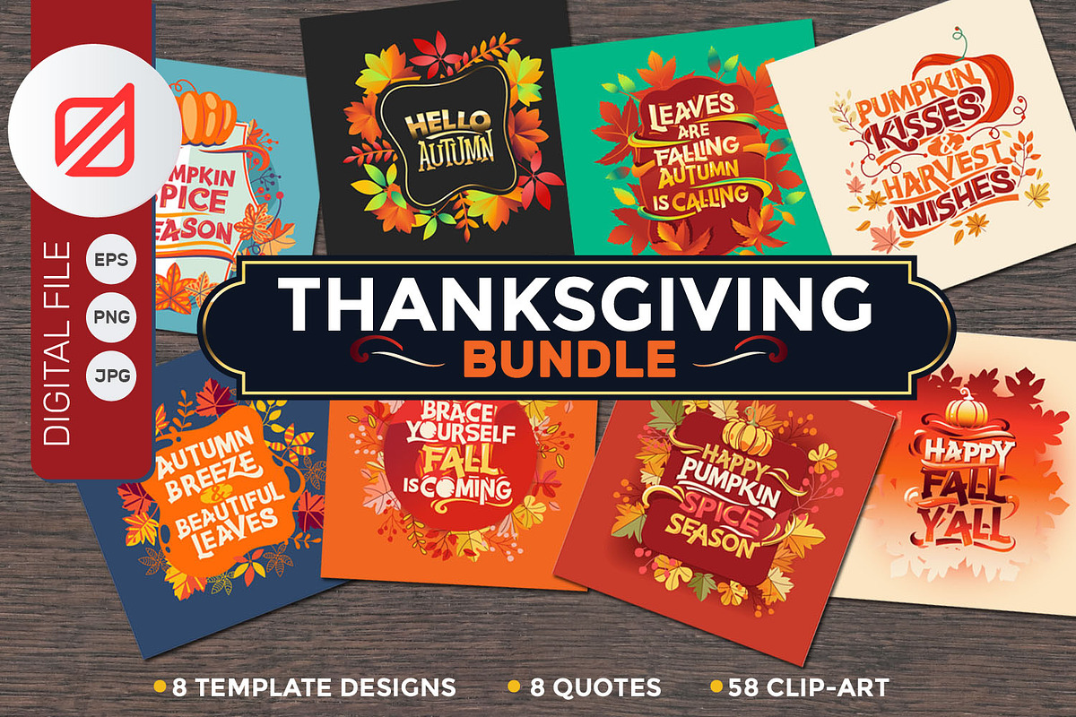 Fall and Thanksgiving Bundle Cards in Illustrations - product preview 8