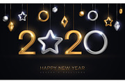 2020 New Year baubles with star