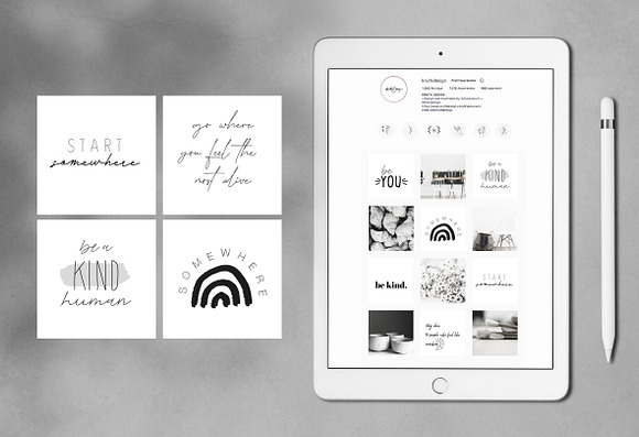 INSTAGRAM FEED QUOTES / BLACK WHITE in Instagram Templates - product preview 1