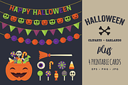 Halloween Cliparts, Garlands & Cards