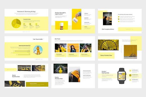 Domia : Yellow Pitch Deck Powerpoint in PowerPoint Templates - product preview 5