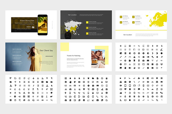 Domia : Yellow Pitch Deck Powerpoint in PowerPoint Templates - product preview 6