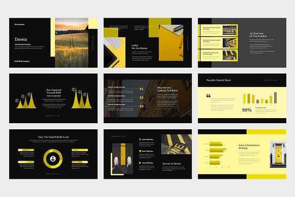 Domia : Yellow Pitch Deck Powerpoint in PowerPoint Templates - product preview 7
