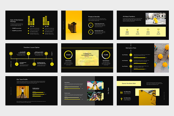 Domia : Yellow Pitch Deck Powerpoint in PowerPoint Templates - product preview 8