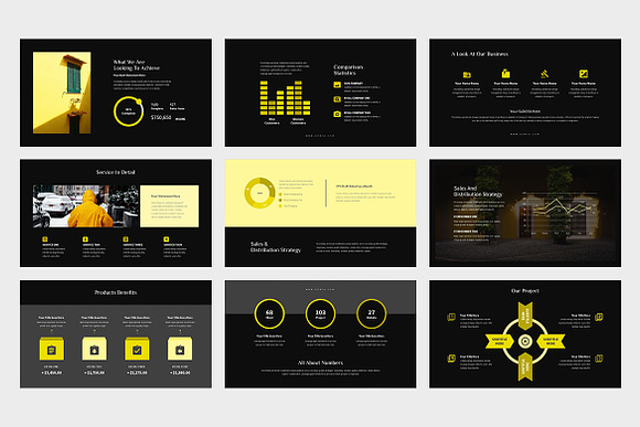 Domia : Yellow Pitch Deck Powerpoint in PowerPoint Templates - product preview 10